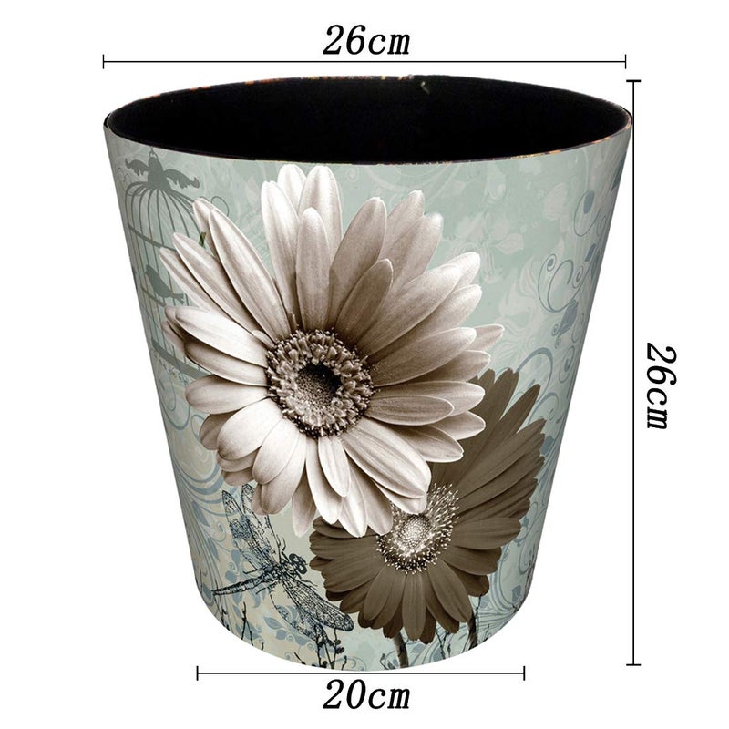 Scakbyer 10L/2.64 Gallon PU Leather Trash Can Decorative Waterproof Wastebasket Paper Basket Garbage Bin for Home Office Bathroom - Image 2